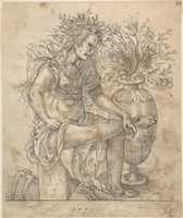 Free download Recto: Diana Resting with Her Hounds; Verso: Flora Seated by a Vase with Two Harks on the Ground, after Jost Amman free photo or picture to be edited with GIMP online image editor