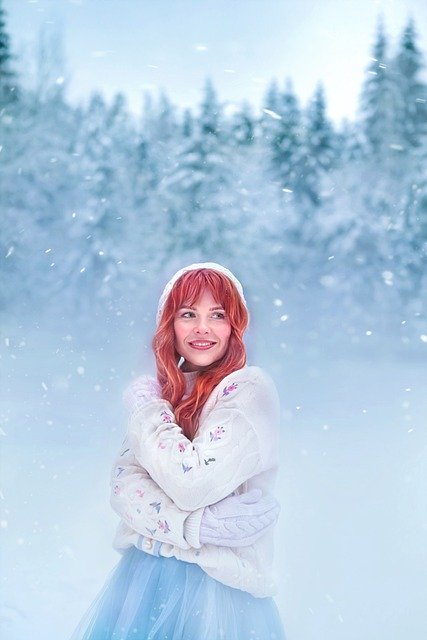 Free download redhead young woman lake winter free picture to be edited with GIMP free online image editor