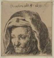 Free download Rembrandts Mother in a Cloth Headdress, Looking Down: Head Only (reverse copy) free photo or picture to be edited with GIMP online image editor