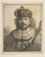 Free download Rembrandt with Raised Sabre free photo or picture to be edited with GIMP online image editor