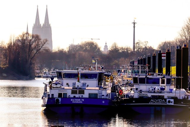 Free download rhine port tanker cologne flow free picture to be edited with GIMP free online image editor