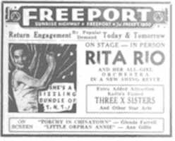 Free download Rita Rio stage bill with the Three X Sisters free photo or picture to be edited with GIMP online image editor