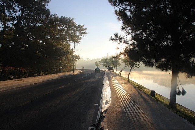 Free download road lake sunrise da lat vietnam free picture to be edited with GIMP free online image editor