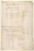 Free download San Lorenzo, Library, Ricetto, portal to Ricetto, elevation; plan (recto) San Lorenzo, Library, Ricetto, portal from cloister, details (verso) free photo or picture to be edited with GIMP online image editor