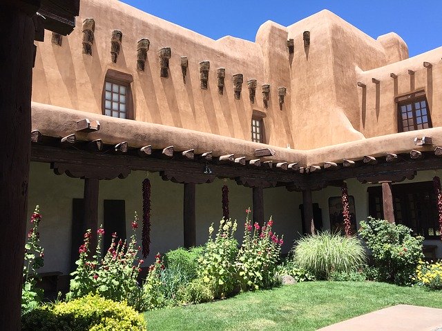 Free download santa fe building courtyard free picture to be edited with GIMP free online image editor