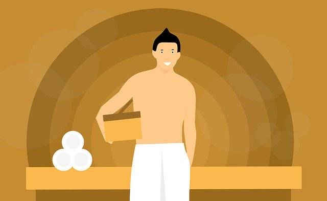 Descarga gratis Sauna Man Relaxing ilustración gratuita para editar con el editor de imágenes en línea GIMP