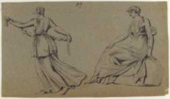 Free download Scene of Dancing Maiden and Seated Woman free photo or picture to be edited with GIMP online image editor