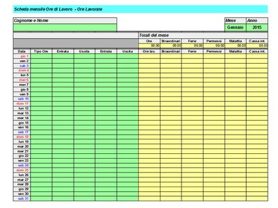 Descărcați gratuit șablonul Scheda Mensile Ore di Lavoro DOC, XLS sau PPT pentru a fi editat gratuit cu LibreOffice online sau OpenOffice Desktop online