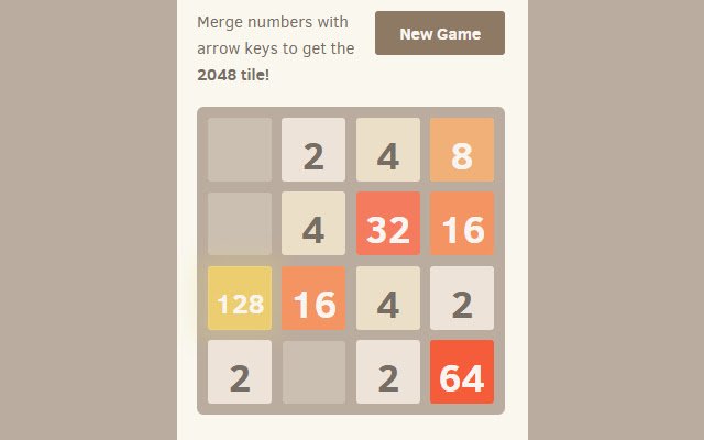 2048 dal Chrome Web Store da eseguire con OffiDocs Chromium online