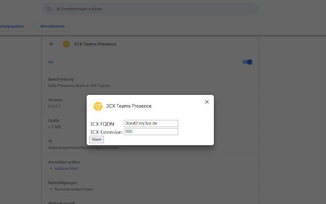 3CX Teams Presence  from Chrome web store to be run with OffiDocs Chromium online