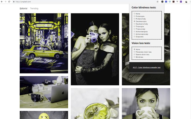 A11Y Color blindness empathy test  from Chrome web store to be run with OffiDocs Chromium online