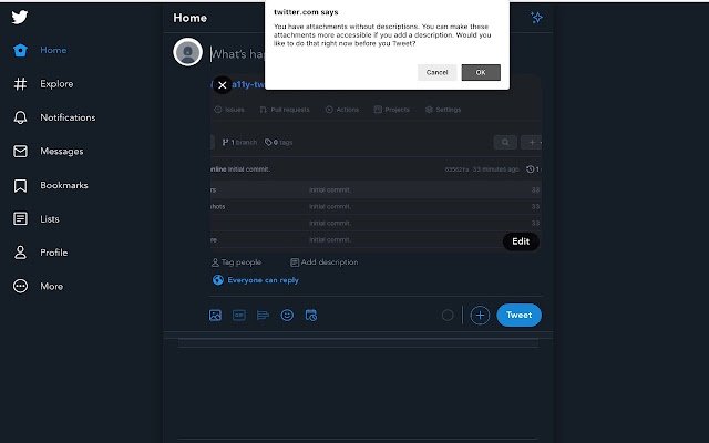 a11y Twitter depuis la boutique en ligne Chrome sera exécuté avec OffiDocs Chromium en ligne