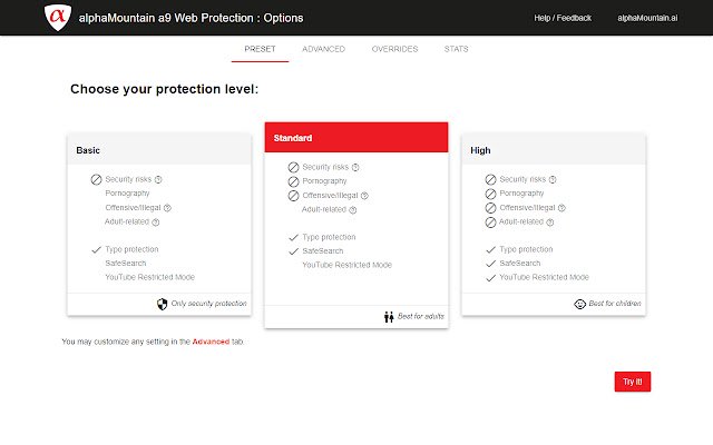 a9 Web Protection: filter, parental control  from Chrome web store to be run with OffiDocs Chromium online