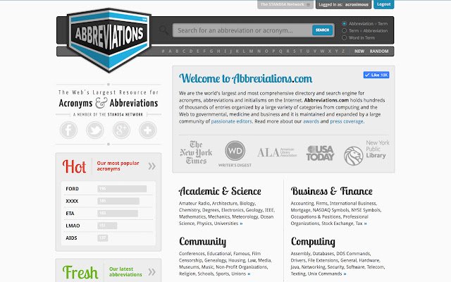 Abbreviations.com  from Chrome web store to be run with OffiDocs Chromium online