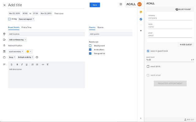 ACALL  from Chrome web store to be run with OffiDocs Chromium online