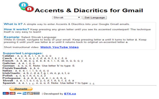 Accents  Diacritics for Gmail  from Chrome web store to be run with OffiDocs Chromium online