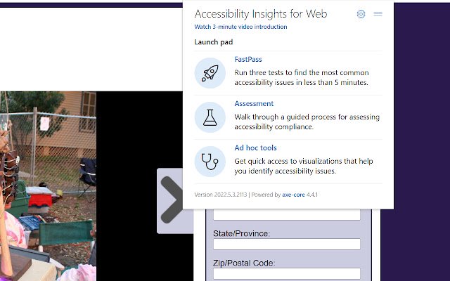 Accessibility Insights for Web Canary (M3)  from Chrome web store to be run with OffiDocs Chromium online