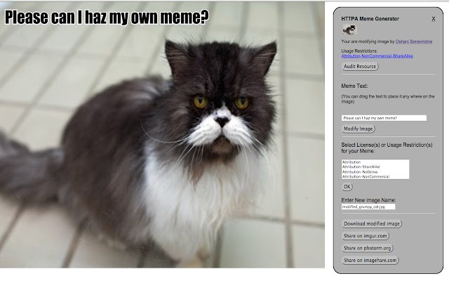 Chrome ウェブストアの Accountable Meme Generator を OffiDocs Chromium オンラインで実行