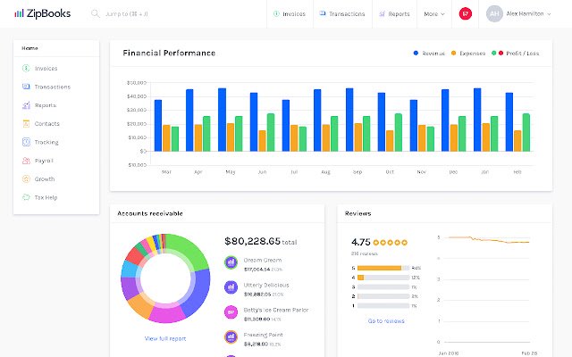 Accounting Software by ZipBooks  from Chrome web store to be run with OffiDocs Chromium online