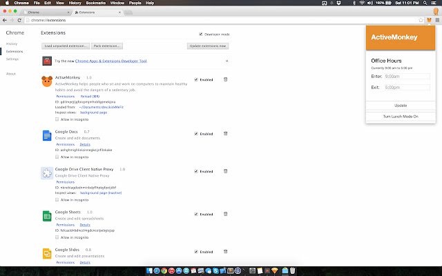 ActiveMonkey  from Chrome web store to be run with OffiDocs Chromium online