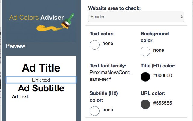 Ad Colors Adviser  from Chrome web store to be run with OffiDocs Chromium online