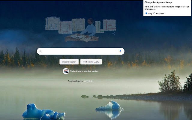 Add beautiful image on Google landing page  from Chrome web store to be run with OffiDocs Chromium online