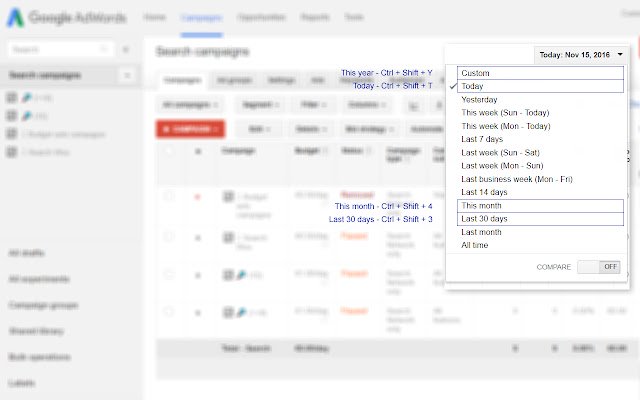 AdWords HotKeys  from Chrome web store to be run with OffiDocs Chromium online