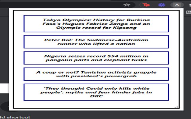 Africa news  from Chrome web store to be run with OffiDocs Chromium online