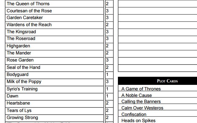 AGoT LCG 2nd Ed. tournament sheet printer  from Chrome web store to be run with OffiDocs Chromium online