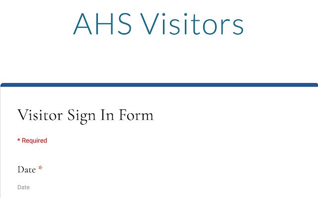 AHS Visitor Sign In Kiosk  from Chrome web store to be run with OffiDocs Chromium online