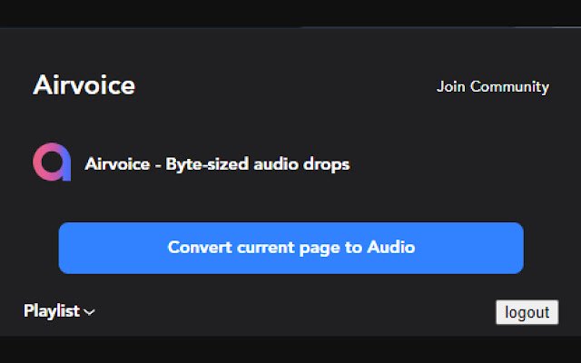 Airvoice  from Chrome web store to be run with OffiDocs Chromium online