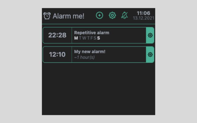 Alarm Me!  from Chrome web store to be run with OffiDocs Chromium online