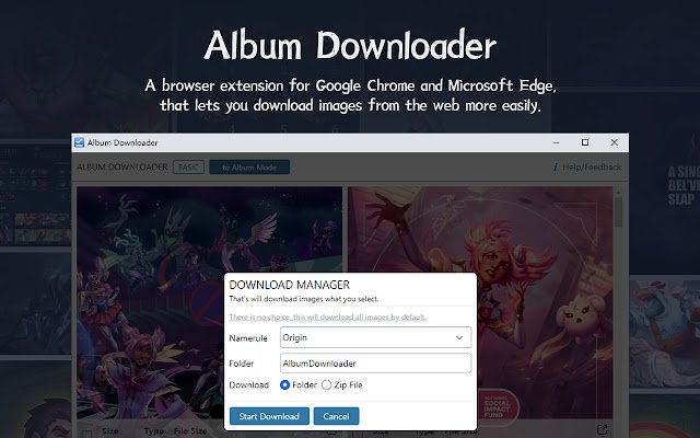 Album Downloader  from Chrome web store to be run with OffiDocs Chromium online