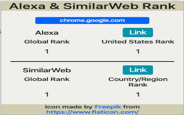 Alexa and similarWeb rank  from Chrome web store to be run with OffiDocs Chromium online