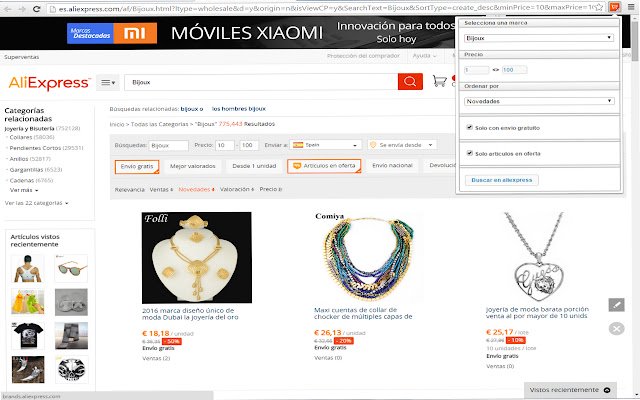 Aliexpress brands  from Chrome web store to be run with OffiDocs Chromium online