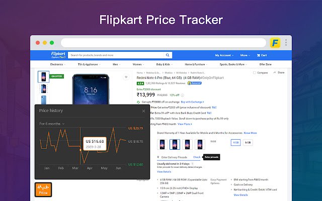 AliPrice Shopping Assistant for Flipkart  from Chrome web store to be run with OffiDocs Chromium online