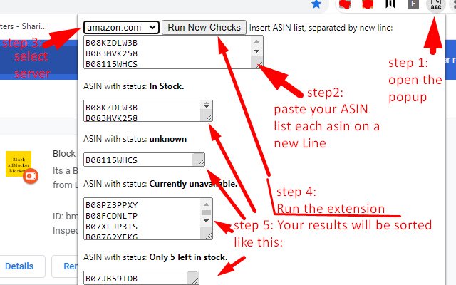 Amazon ASIN Checker  from Chrome web store to be run with OffiDocs Chromium online