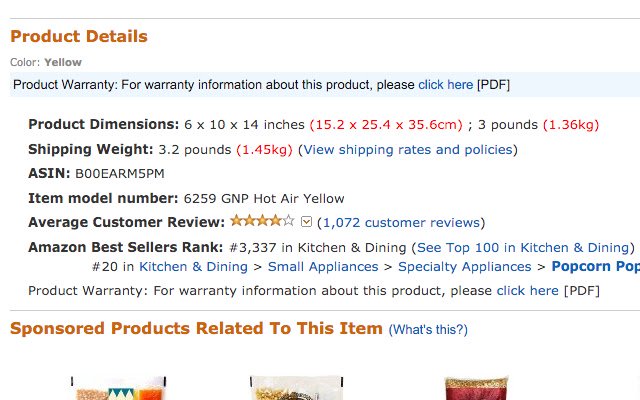 Amazon.com Product Metric Conversion  from Chrome web store to be run with OffiDocs Chromium online