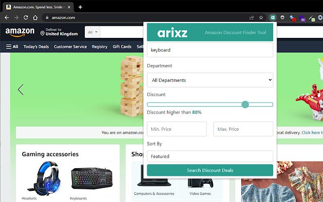 Amazon Discount Finder USA Tool  from Chrome web store to be run with OffiDocs Chromium online