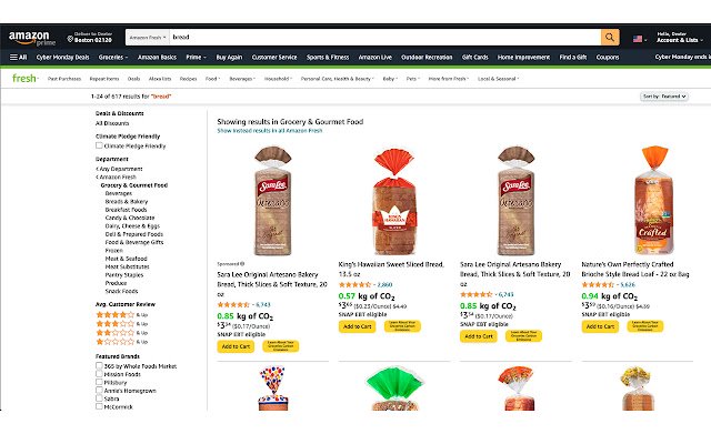 Amazon Fresh Carbon Cost  from Chrome web store to be run with OffiDocs Chromium online