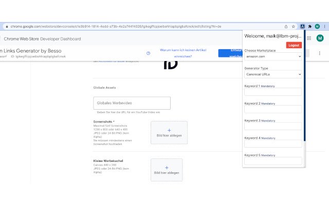 Amazon Links Generator von Besso aus dem Chrome-Webshop zur Ausführung mit OffiDocs Chromium online