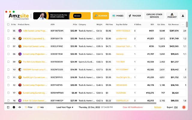 Amzsite: Amazon Product Research Software  from Chrome web store to be run with OffiDocs Chromium online