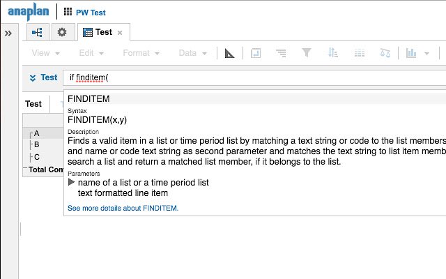 Anaplan Formula Helper  from Chrome web store to be run with OffiDocs Chromium online