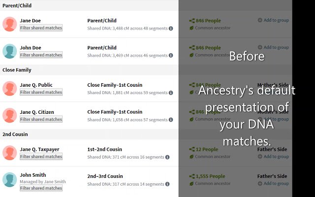 AncestryDNA Match Filter  from Chrome web store to be run with OffiDocs Chromium online