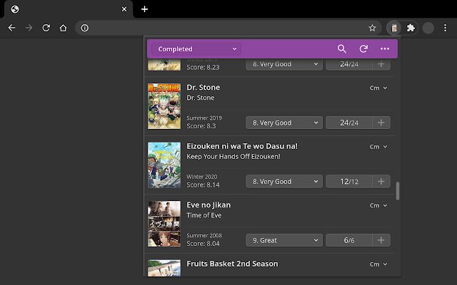 Anime List Popup  from Chrome web store to be run with OffiDocs Chromium online