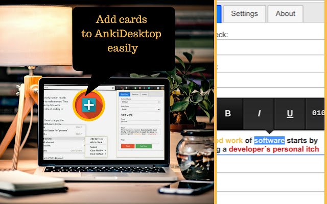 Anki Quick Adder  from Chrome web store to be run with OffiDocs Chromium online