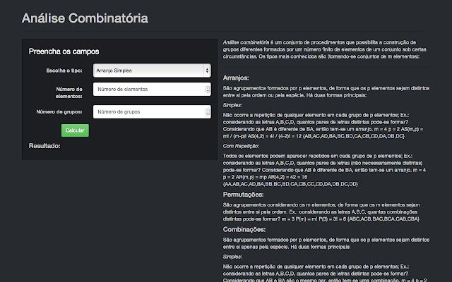 Análise Combinatória  from Chrome web store to be run with OffiDocs Chromium online