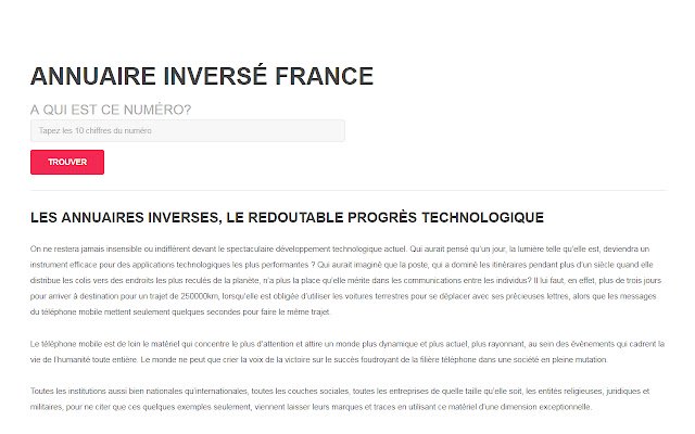 Annuaire inversé :A QUI EST CE NUMÉRO?  from Chrome web store to be run with OffiDocs Chromium online