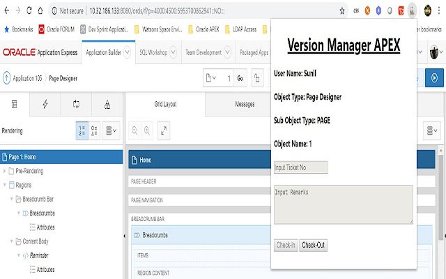 Application Express Version Manager  from Chrome web store to be run with OffiDocs Chromium online