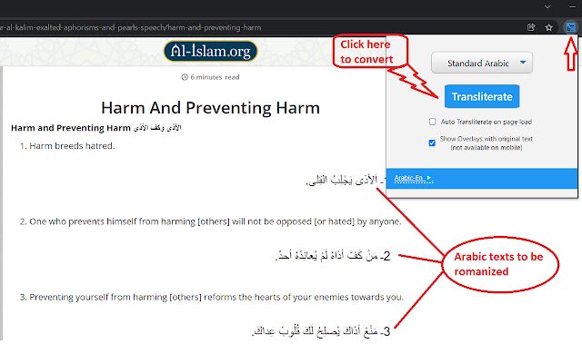 Arabic Romanizer  from Chrome web store to be run with OffiDocs Chromium online